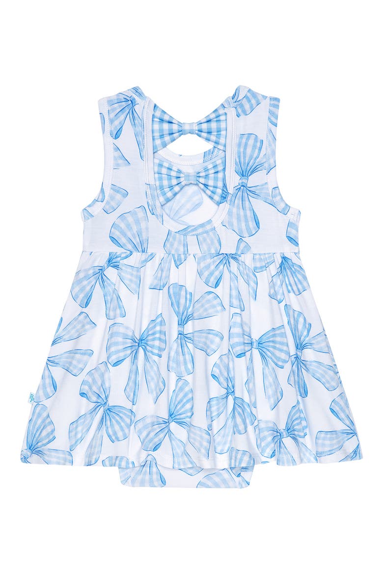 Bow Back Twirl Bodysuit Dress, Alternate, color, BLUE