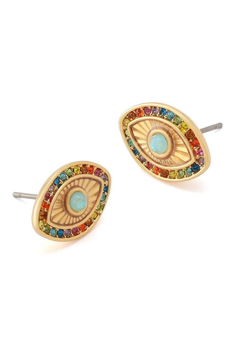 Rainbow Evil Eye Stud Earrings, Alternate, color, MULTI