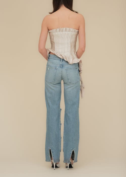 Contessa Mills Arcana Slim-fit Mid-rise Leather-trim Jeans In Blue