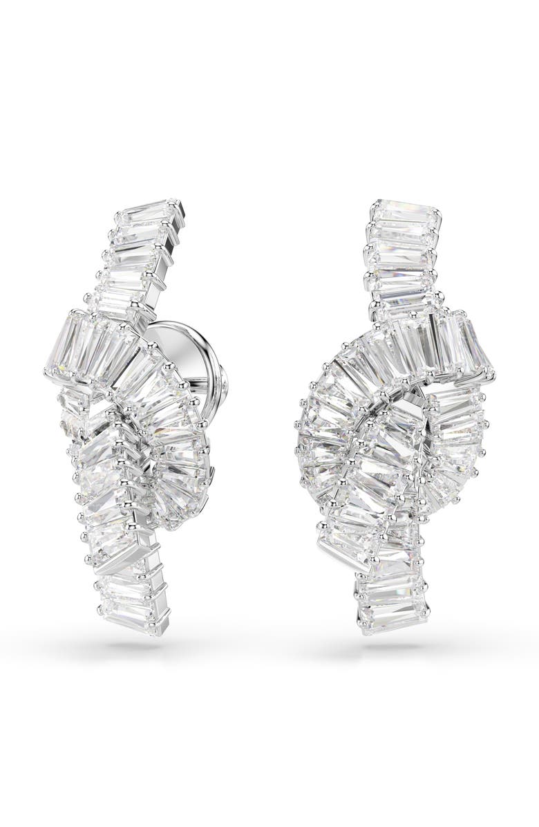 Swarovski Matric Knot Drop Earrings, Main, color, White/ Silver