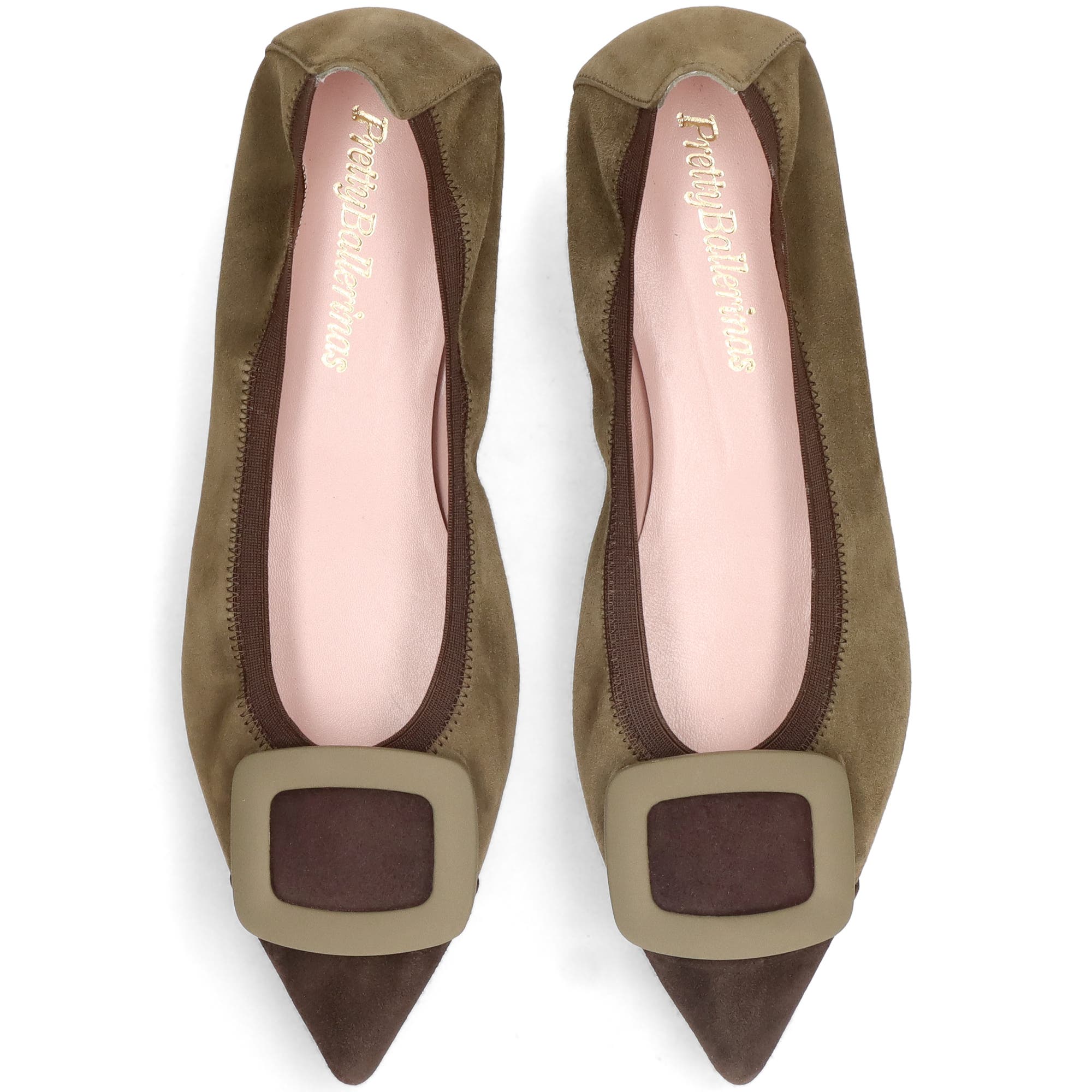 Pretty Ballerinas Pointed toe elasticated ballet flat, Alternate, color, Khaki