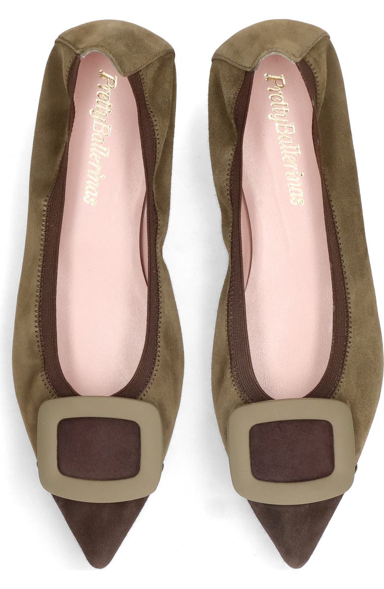 Pretty Ballerinas Pointed toe elasticated ballet flat, Alternate, color, Khaki