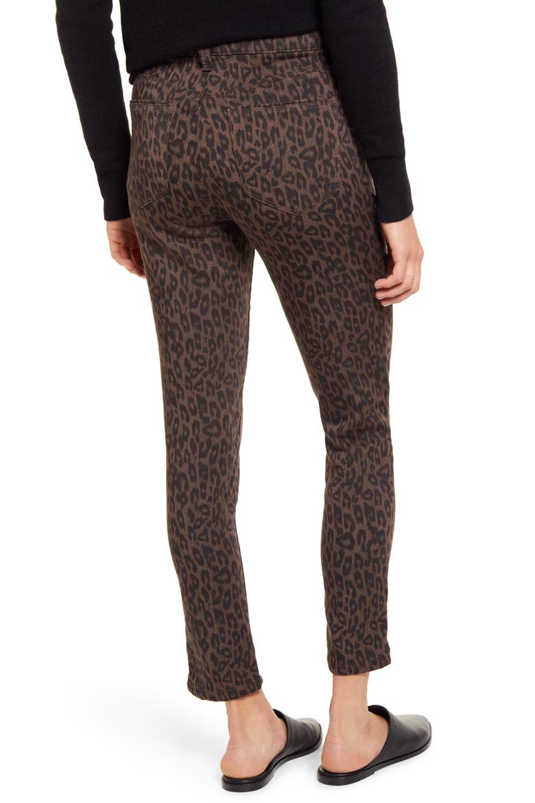 High Waist Ankle Skinny Jeans, Alternate, color, BROWN