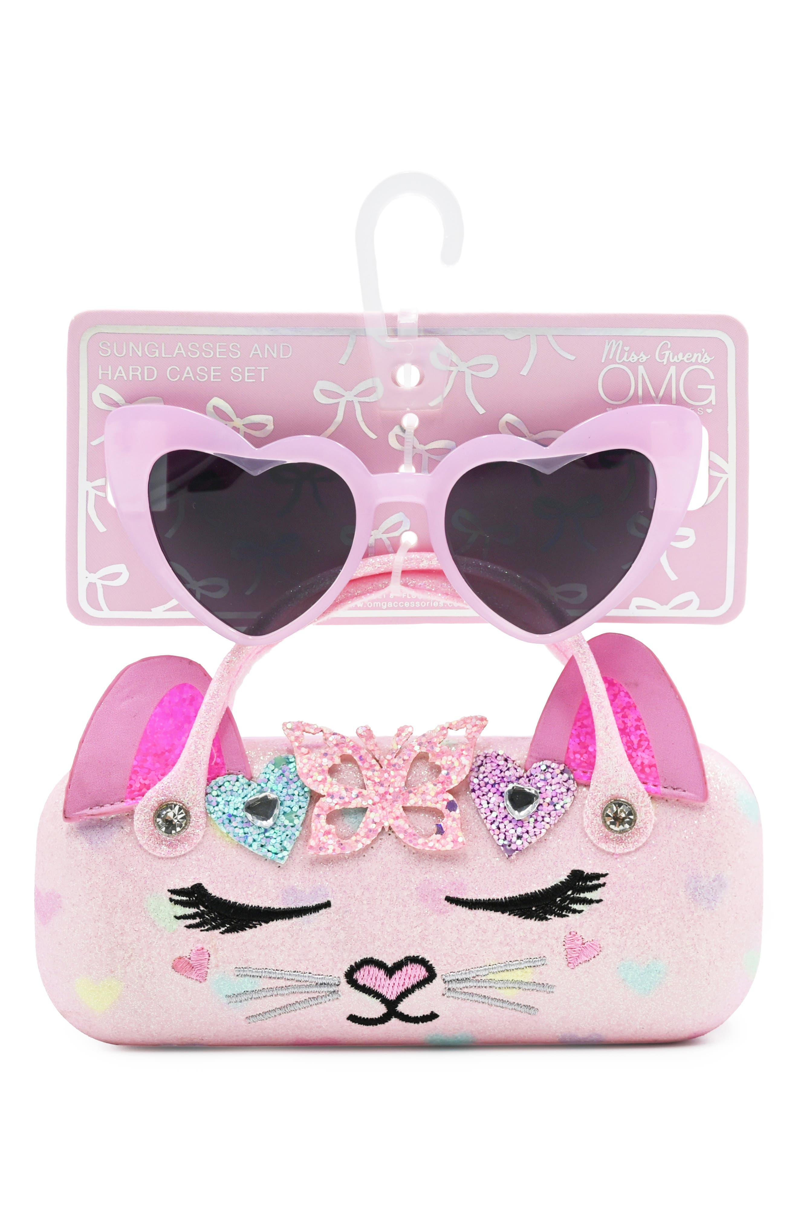 OMG Accessories Kids' Bella Butterfly Hearts Crown Sunglasses with Case