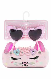 OMG Accessories Kids' Bella Butterfly Hearts Crown Sunglasses with Case