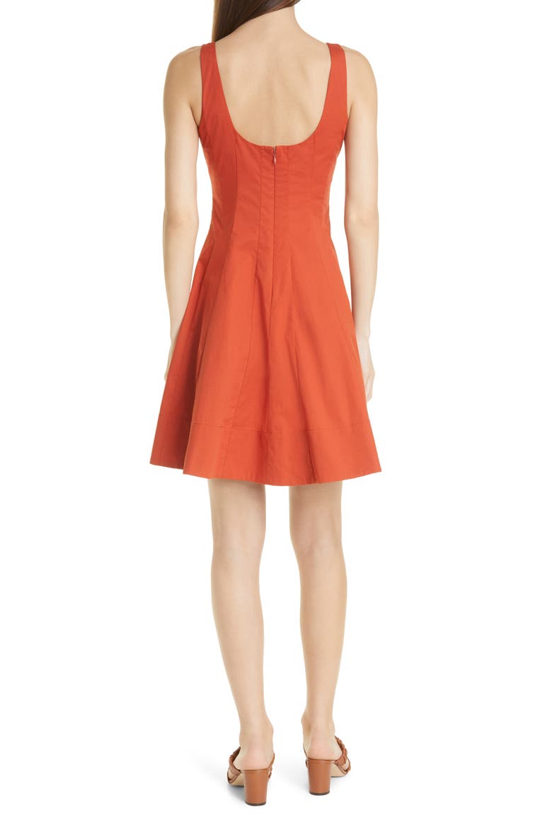 Wells Cotton Stretch Poplin Fit & Flare Dress, Alternate, color, RUST