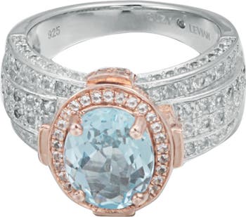 Blue & White Topaz Two-Tone Ring