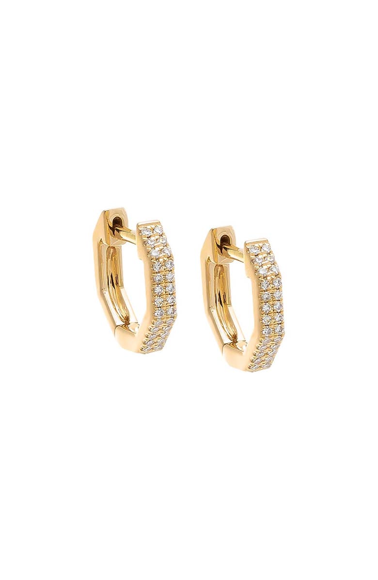 BY ADINA EDEN Diamond Octagon Double Row Huggie Earring 14K, Main, color, 14K Gold