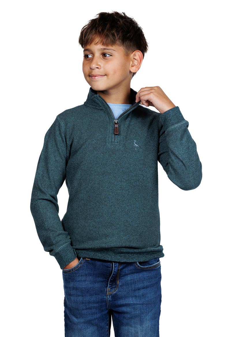 Kids' Knit Quarter-Zip Pullover, Alternate, color, HUNTER GREEN HEATHER