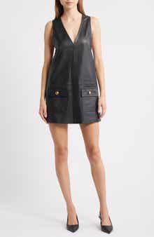FRAME The Pinafore Leather Minidress