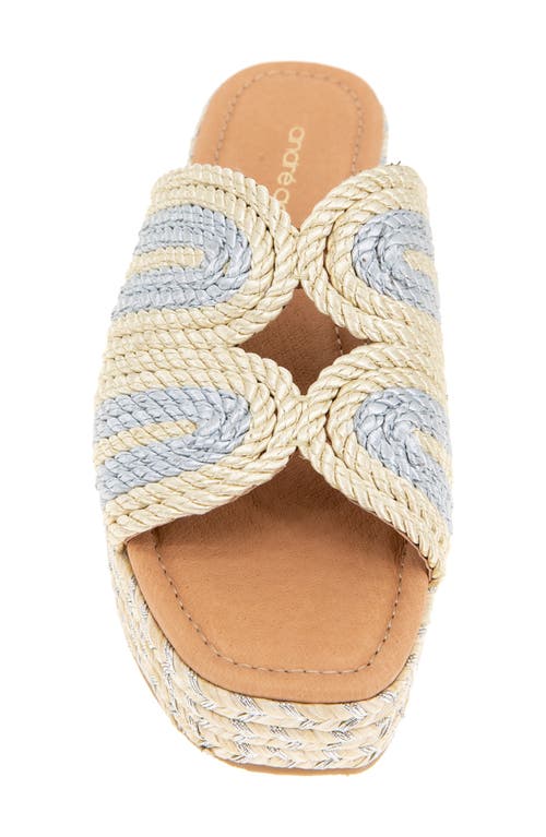 Andre Assous André Assous Serene Espadrille Platform Wedge Slide Sandal In Platino/silver