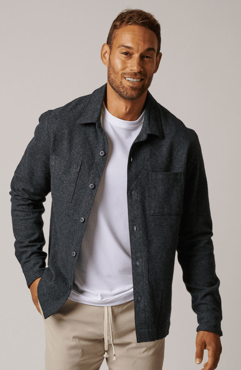 LEISURE LAB Cotton Tweed Button Up, Alternate, color, Basalt