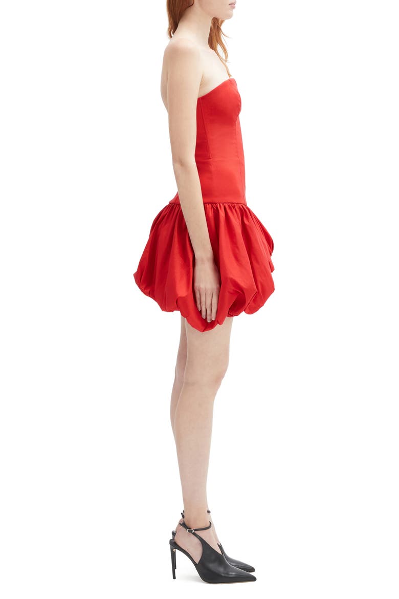 Alyna Bubble Hem Strapless Minidress, Alternate, color, FIRE RED