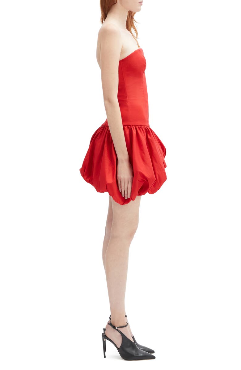 Bardot Alyna Bubble Hem Strapless Minidress, Alternate, color, Fire Red