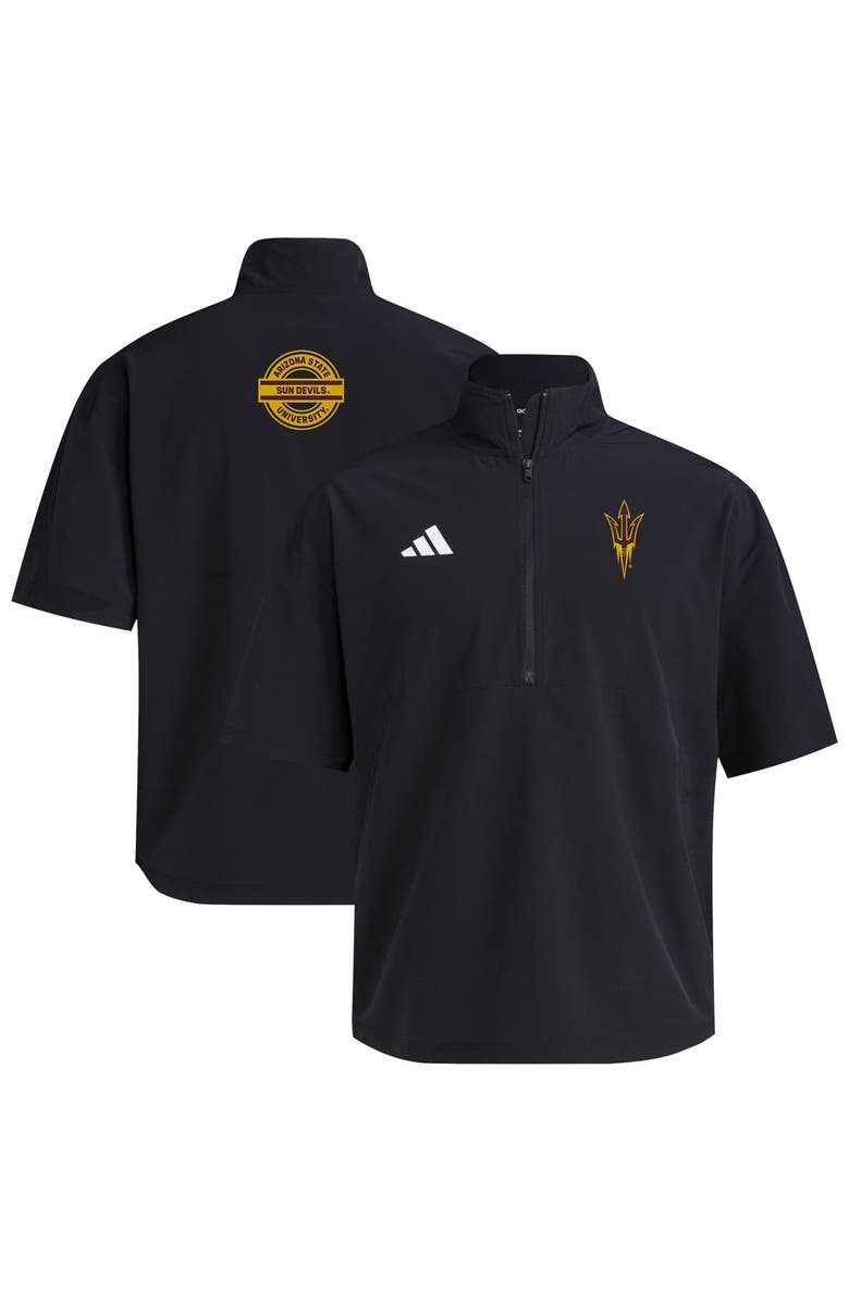 adidas Men's adidas Black Arizona State Sun Devils 2024 Half-Zip Short Sleeve Training Jacket, Alternate, color, Black