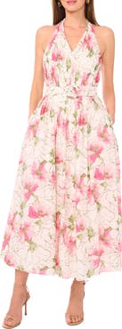 CeCe Floral Cotton Halter Maxi Dress