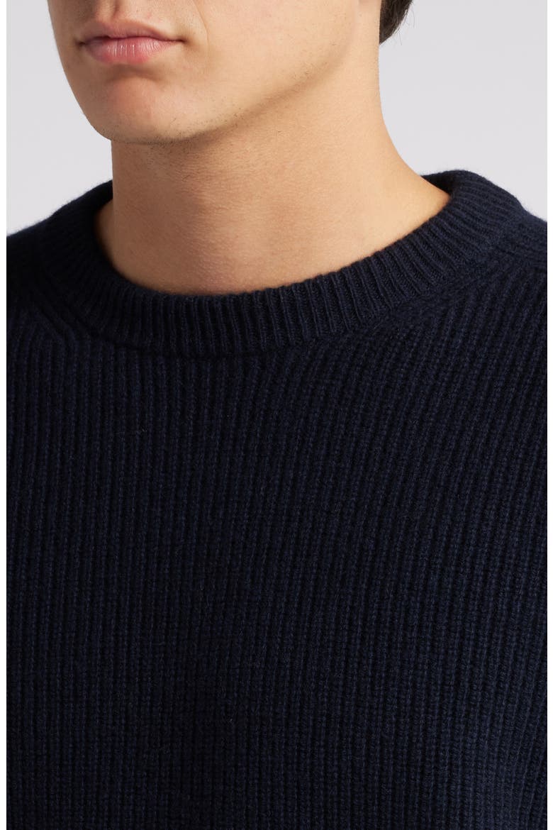 Wool & Cashmere Rib Crewneck Sweater, Alternate, color, DARK NAVY