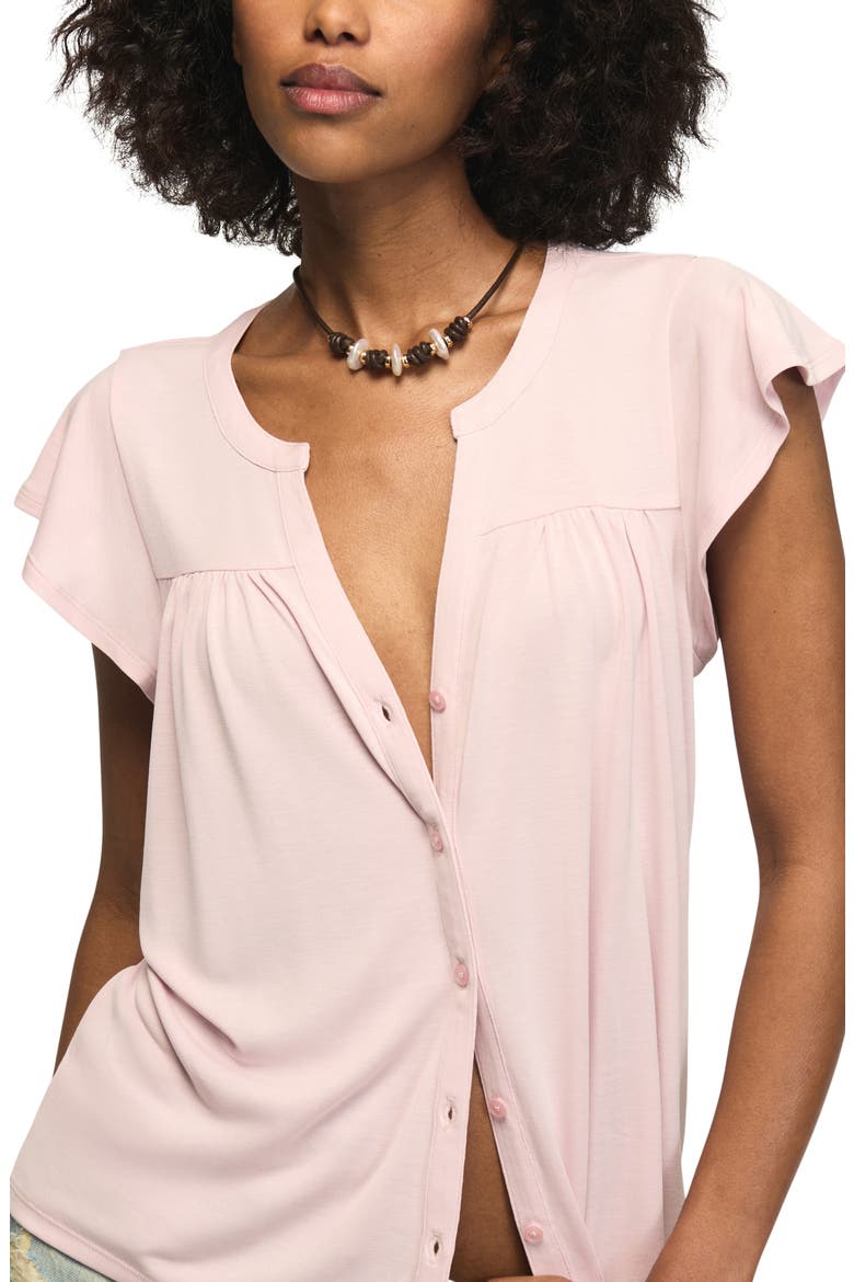 Sandwash Relaxed Fit Button-Up Top, Alternate, color, SHELL PINK