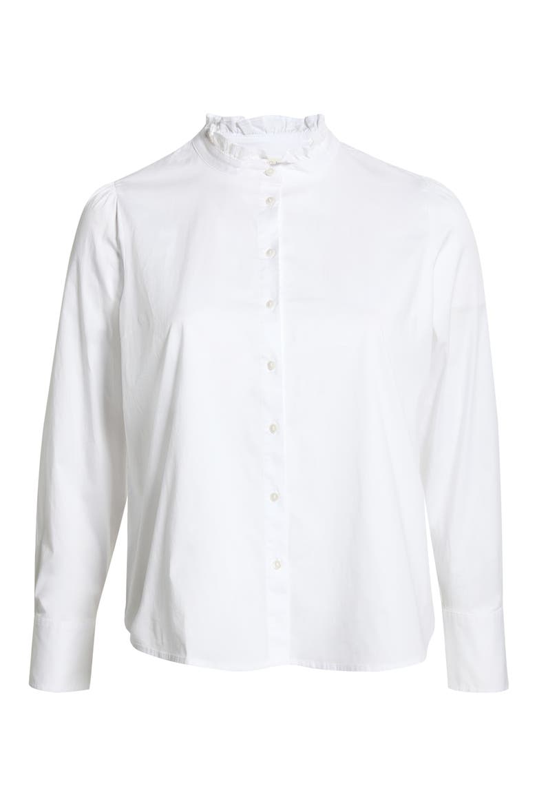Ruffle Neck Puff Sleeve Top, Alternate, color, WHITE