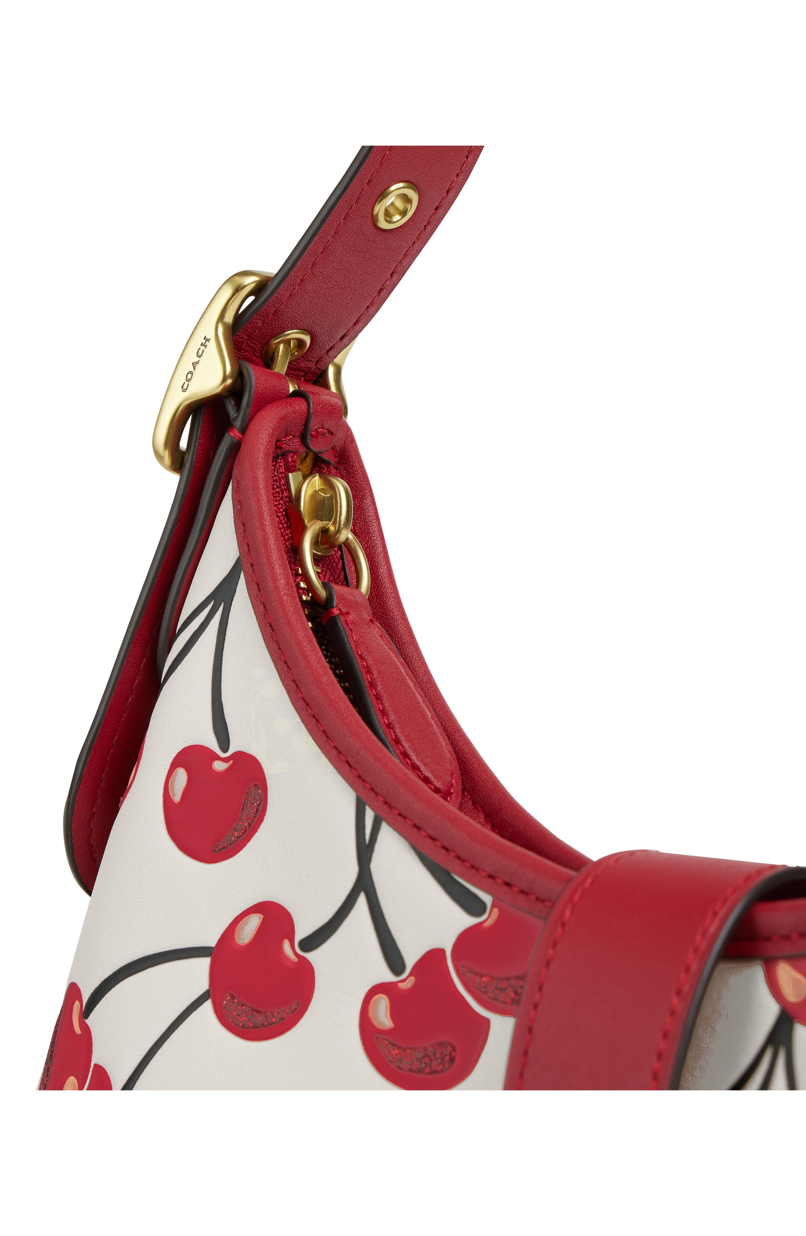 COACH Hamptons Hobo Bag With Cherry Print, Alternate, color, 