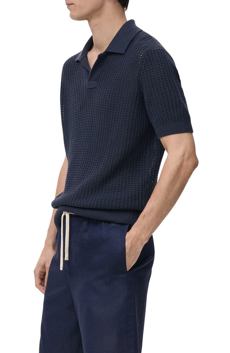 MANGO Open Stitch Cotton Blend Polo, Alternate, color, 