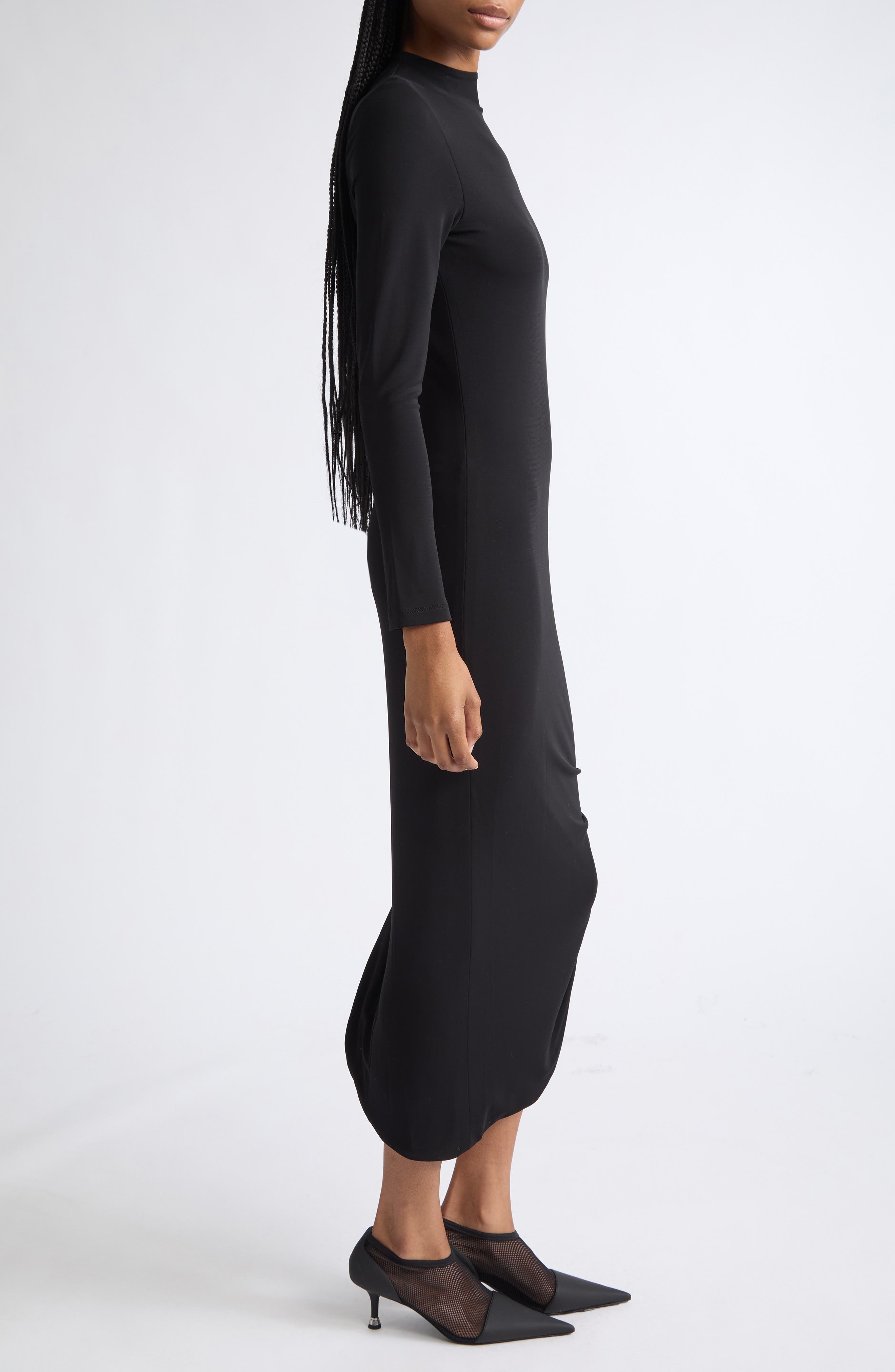 Alexander Wang Twisted Drape Long Sleeve Jersey Dress (Women