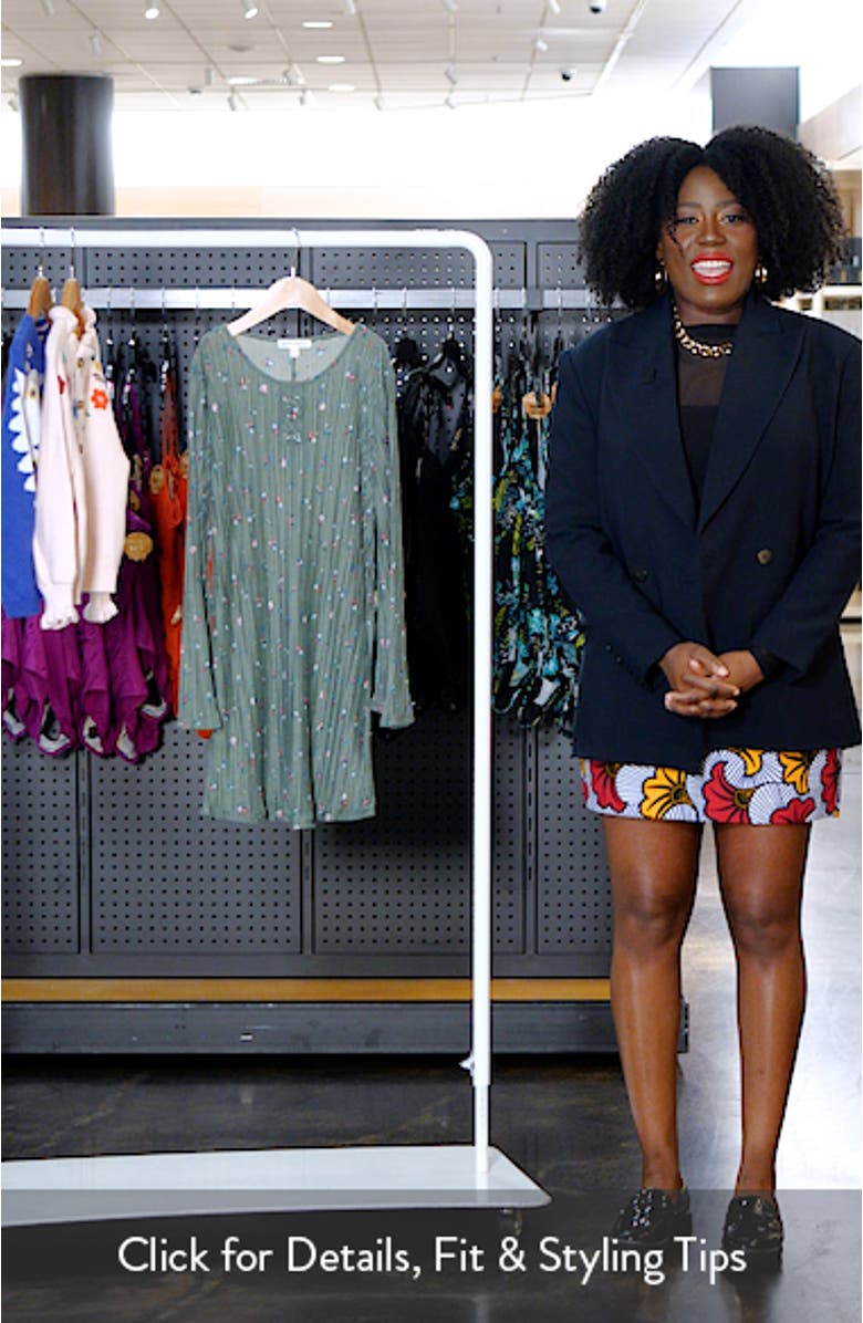 Kids' Floral Plissé Long Sleeve Dress, sales video thumbnail