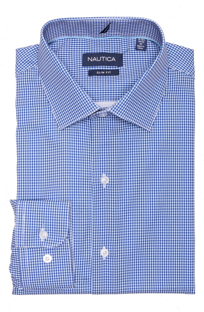 Nautica Slim Fit Check Dress Shirt, Main, color,