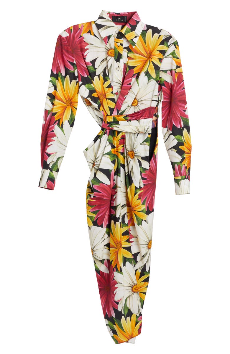 Etro Abito Floral Long Sleeve Stretch Cotton Shirtdress, Alternate, color, 