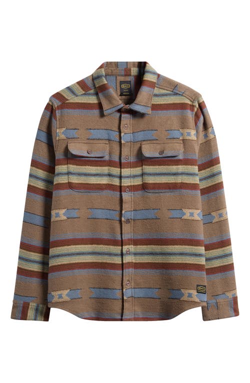 Rvca Dayshift Blanket Stripe Flannel Button-up Shirt In Brown