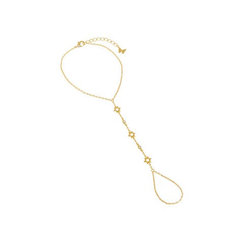 Star Of David X CZ Bezel Hand Chain