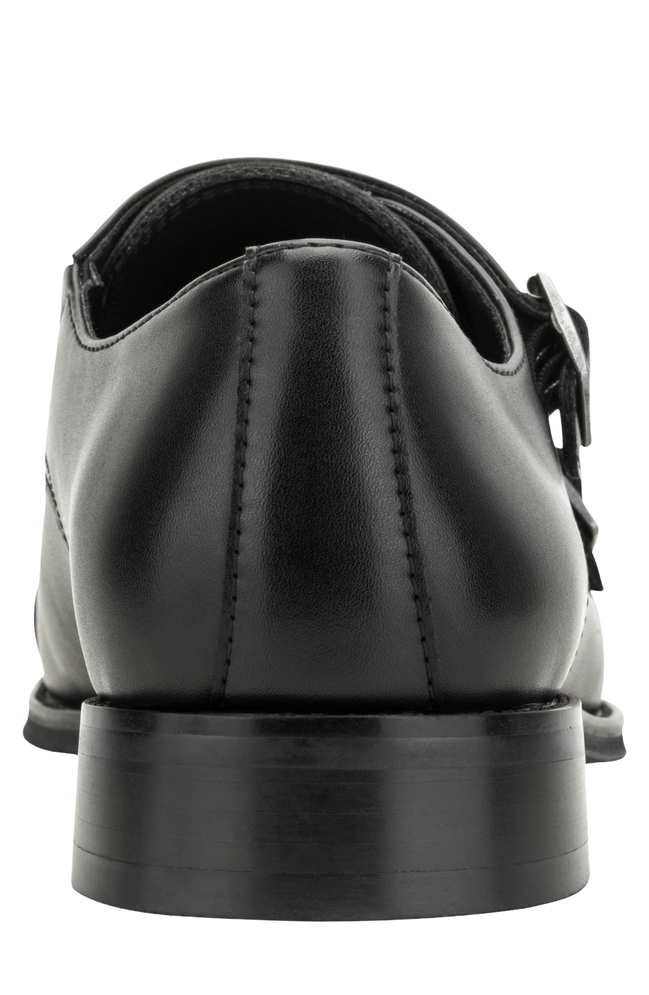 Lintoro Faux Leather Monk Strap Shoe, Alternate, color, BLACK