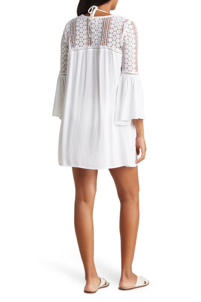 Lace Crochet Tunic Coverup, Alternate, color, WHITE
