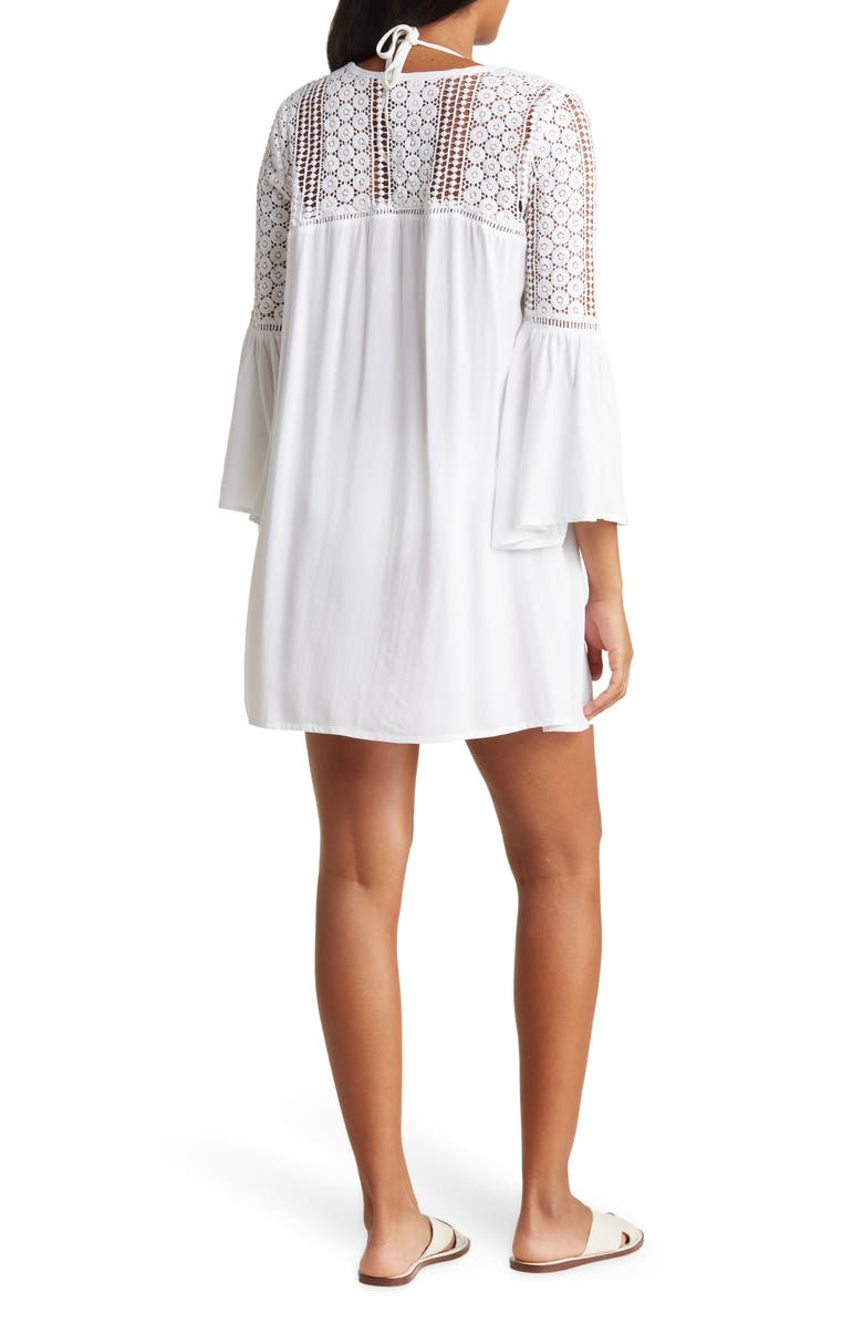 BOHO ME Lace Crochet Tunic Coverup, Alternate, color, White