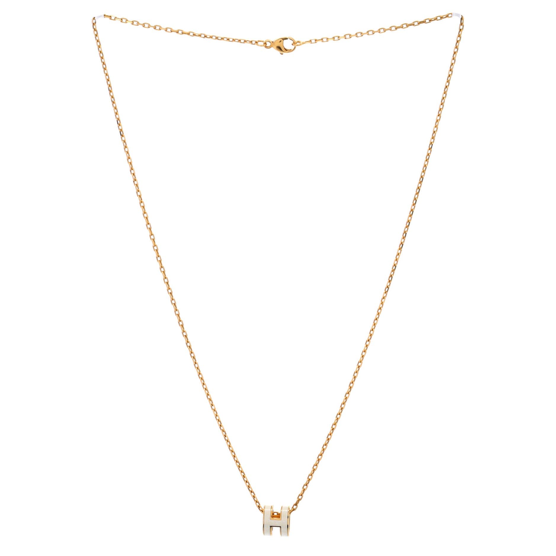 Pre-Owned Hermes Pop H Pendant Chain Necklace Metal and Enamel Mini, Alternate, color, Neutral