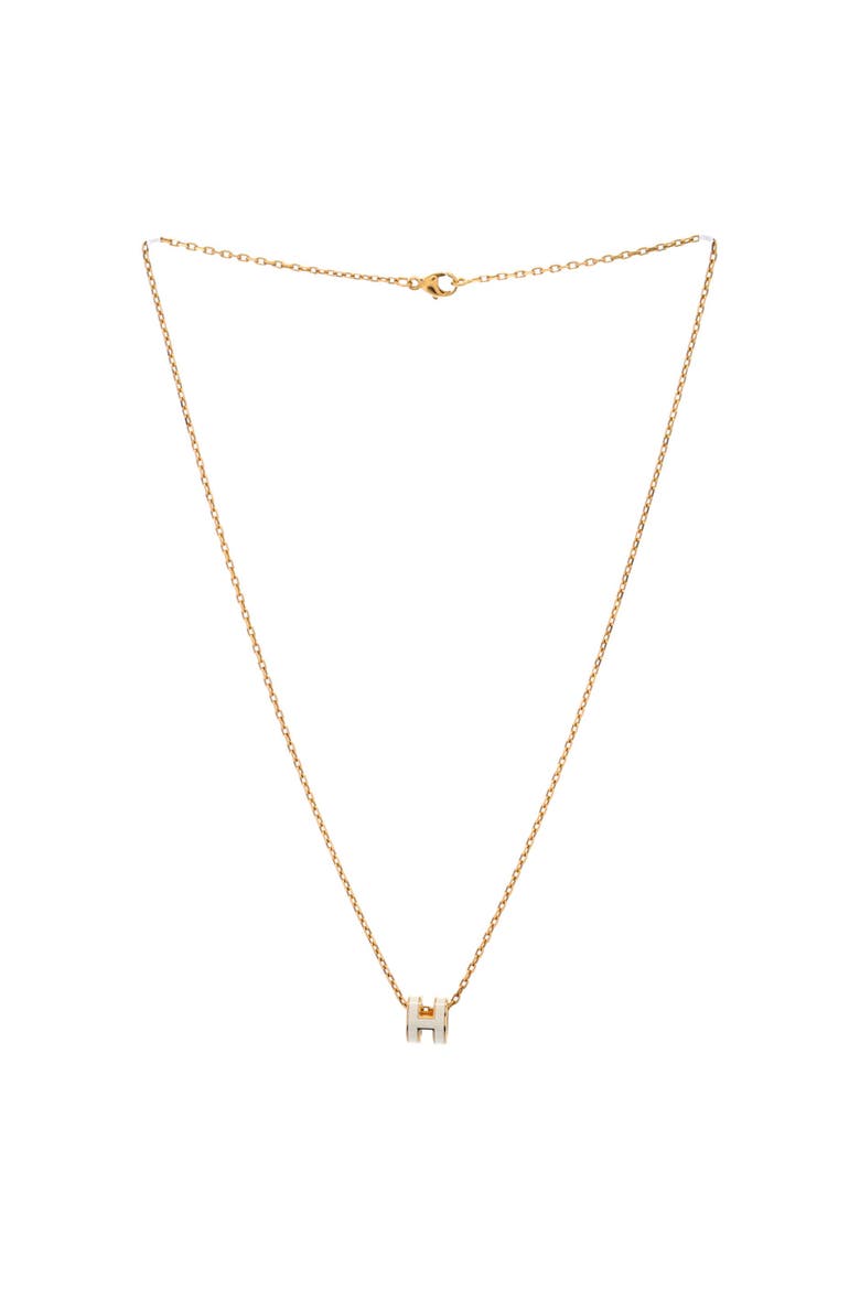 Pop H Pendant Chain Necklace Metal and Enamel Mini, Alternate, color, Neutral