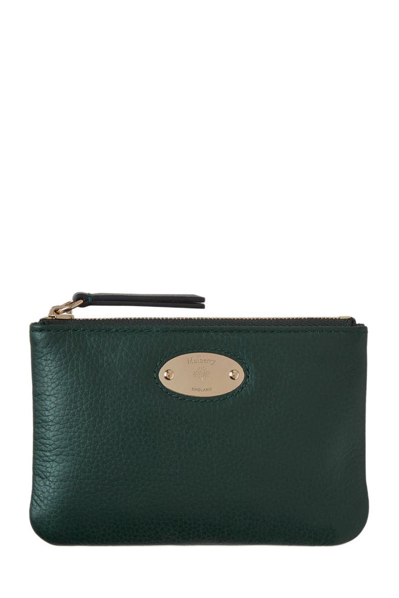 Plaque Leather Coin Pouch, Alternate, color, Mulberry Green