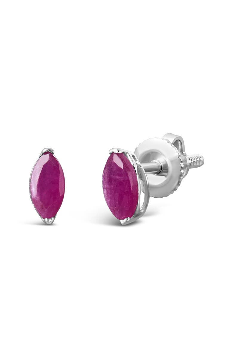 Haus of Brilliance .925 Sterling Silver 1/2 Cttw Created Pink Ruby Gemstone Solitaire Stud Earrings, Alternate, color, White