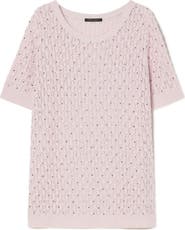 Marina Rinaldi Nerone Crystal Embellished Short Sleeve Sweater