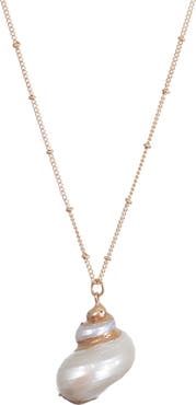 Adornia Gilded Shell Pendant Necklace