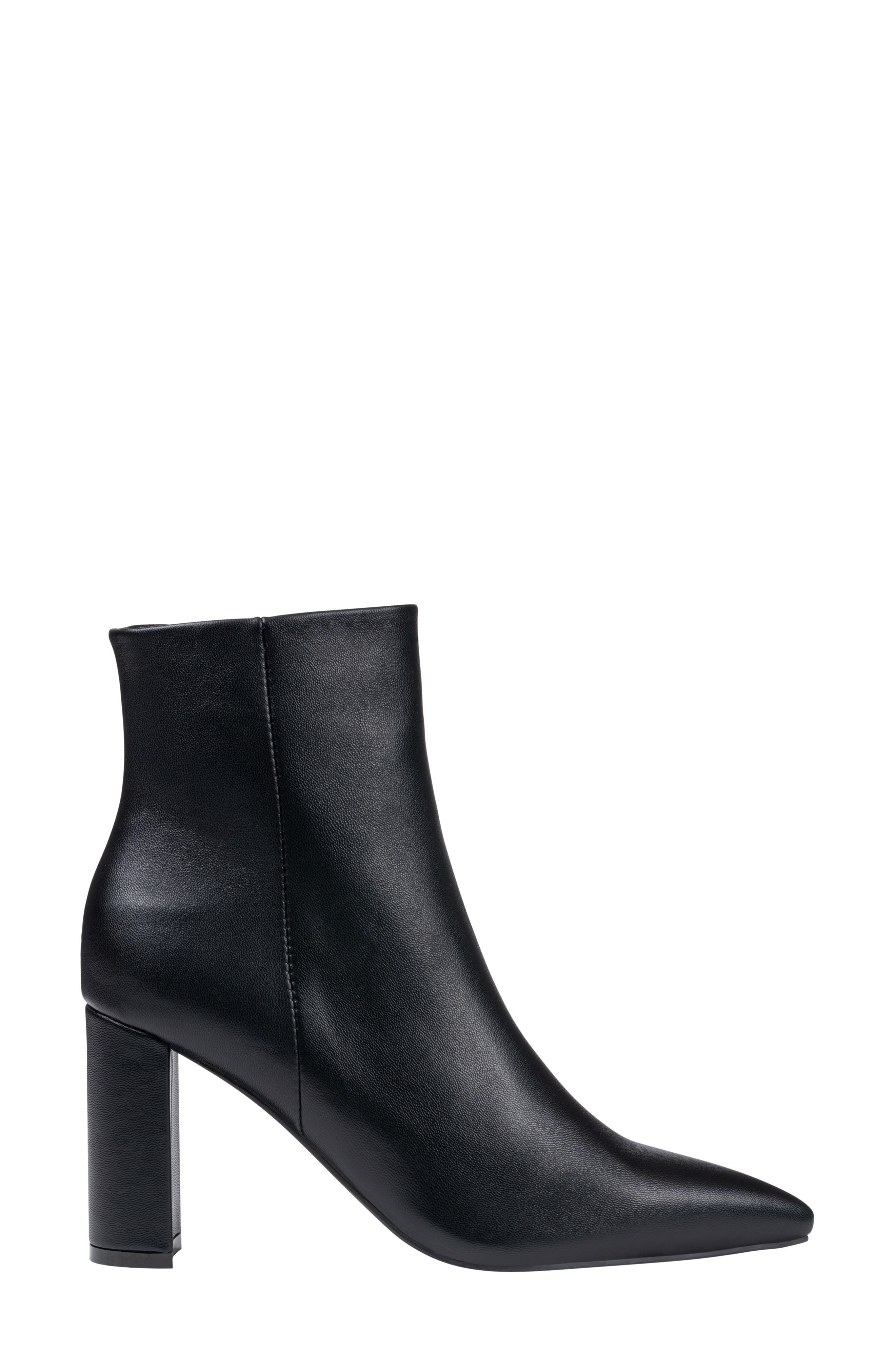 Hadley Faux Leather Pointed Toe Bootie, Alternate, color, BLACK