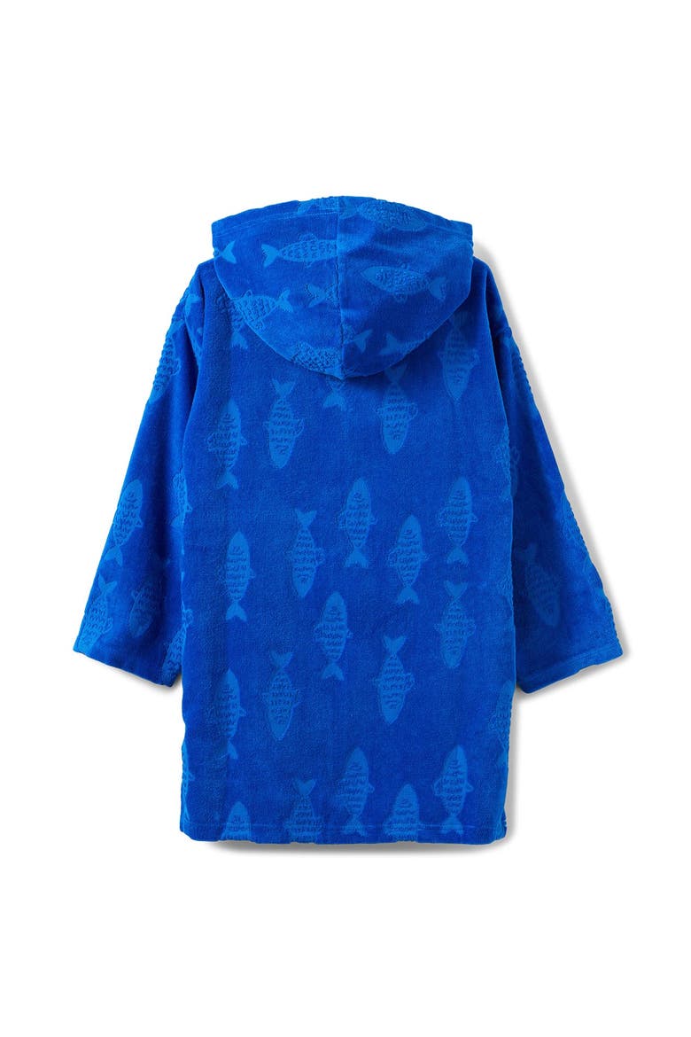 Kid's Zip Thru Hooded Towel, Alternate, color, Harbour Blue Jacquard