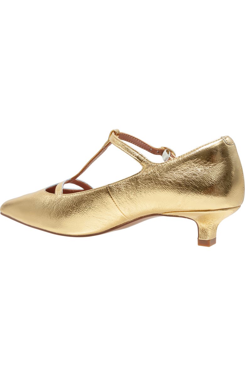 Linea Paolo Celia Pointed Toe T-Strap Pump, Alternate, color, Gold