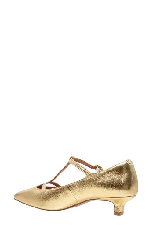 Linea Paolo Celia Pointed Toe T-strap Pump In Gold