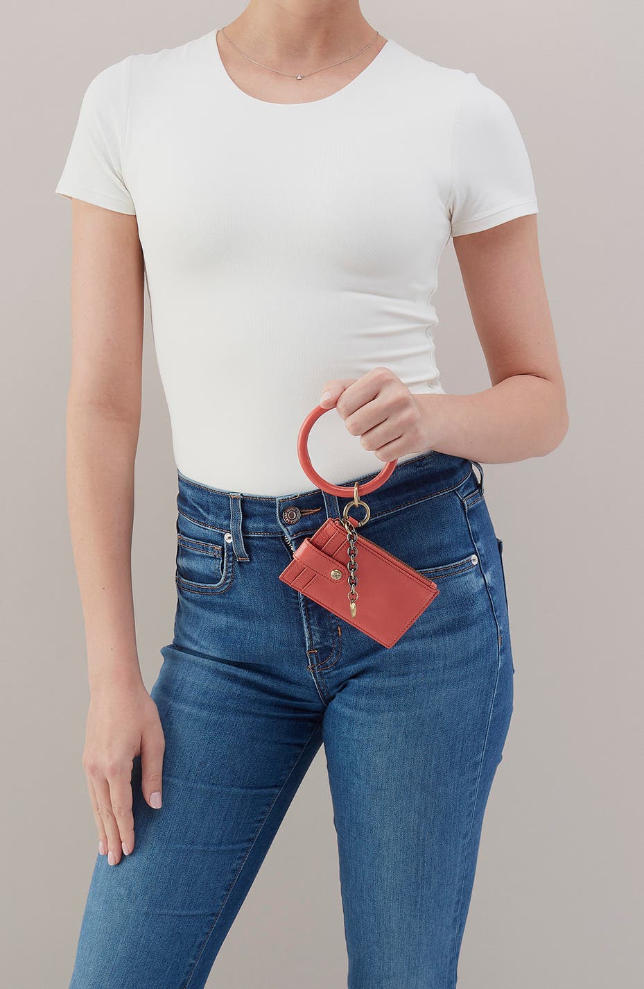 HOBO Ring Leather Wristlet Card Case, Alternate, color, Pink Mirage