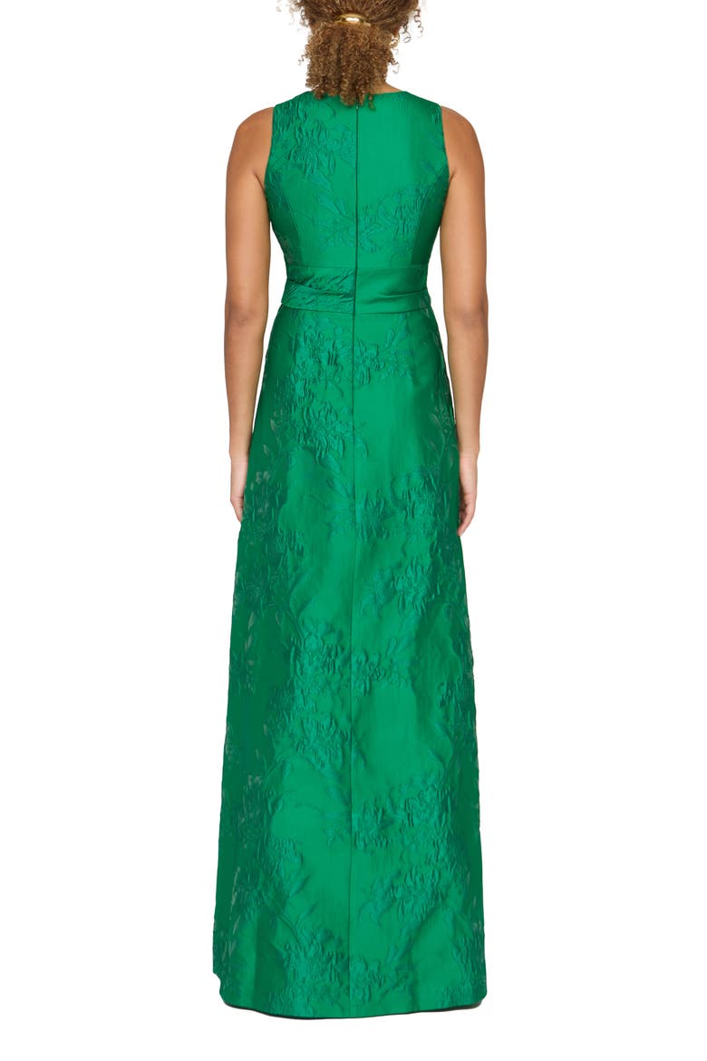Mariah Floral Jacquard Gown, Alternate, color, FERN GREEN