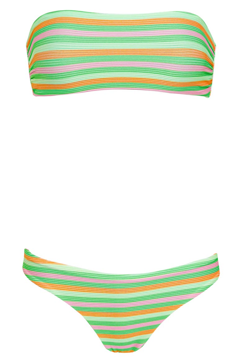 Rainbow Stripe Tiffany Reversible Bikini Top, Alternate, color, GREEN