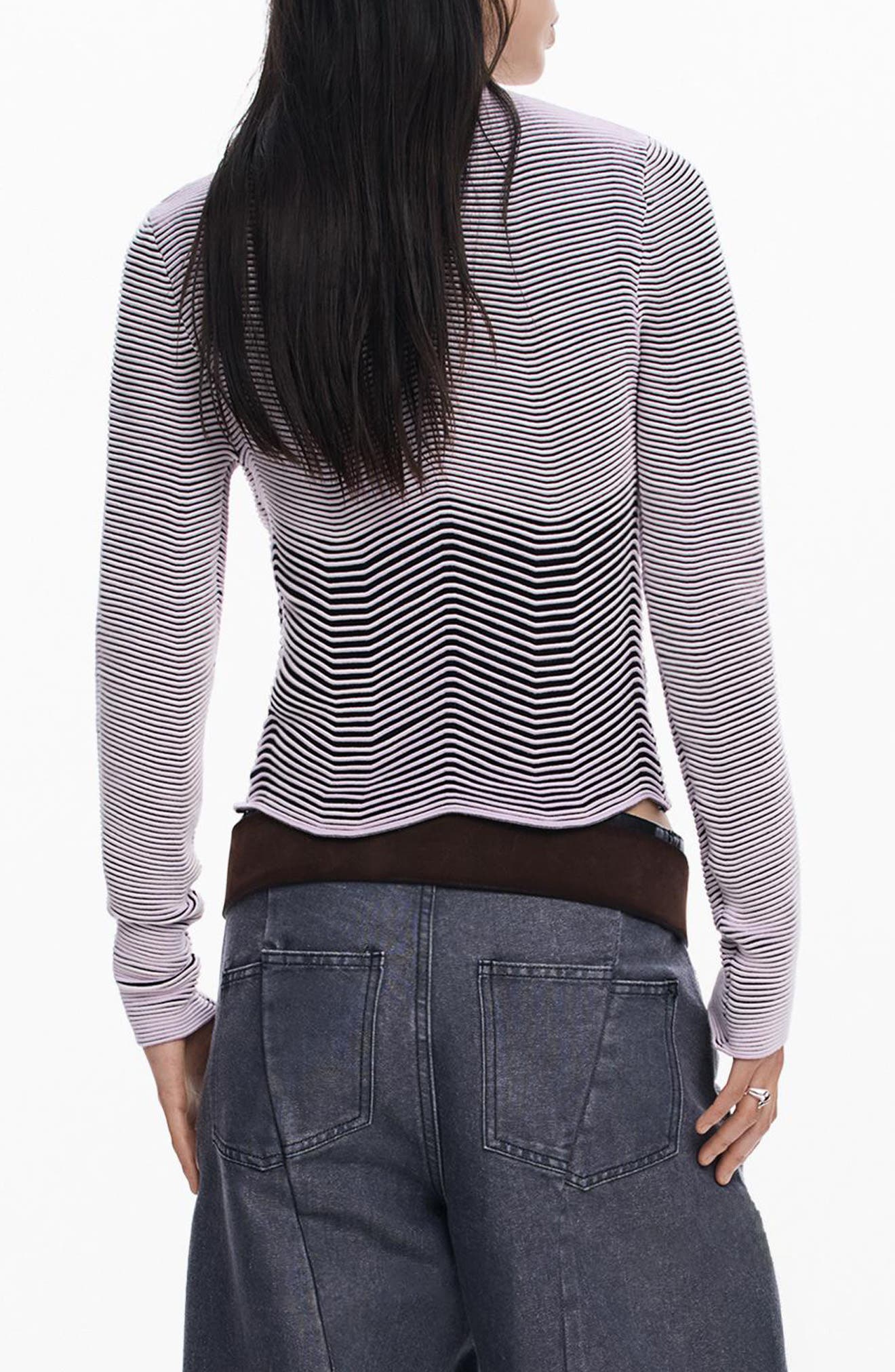 Stripe Mock Neck Sweatshirt - image 2