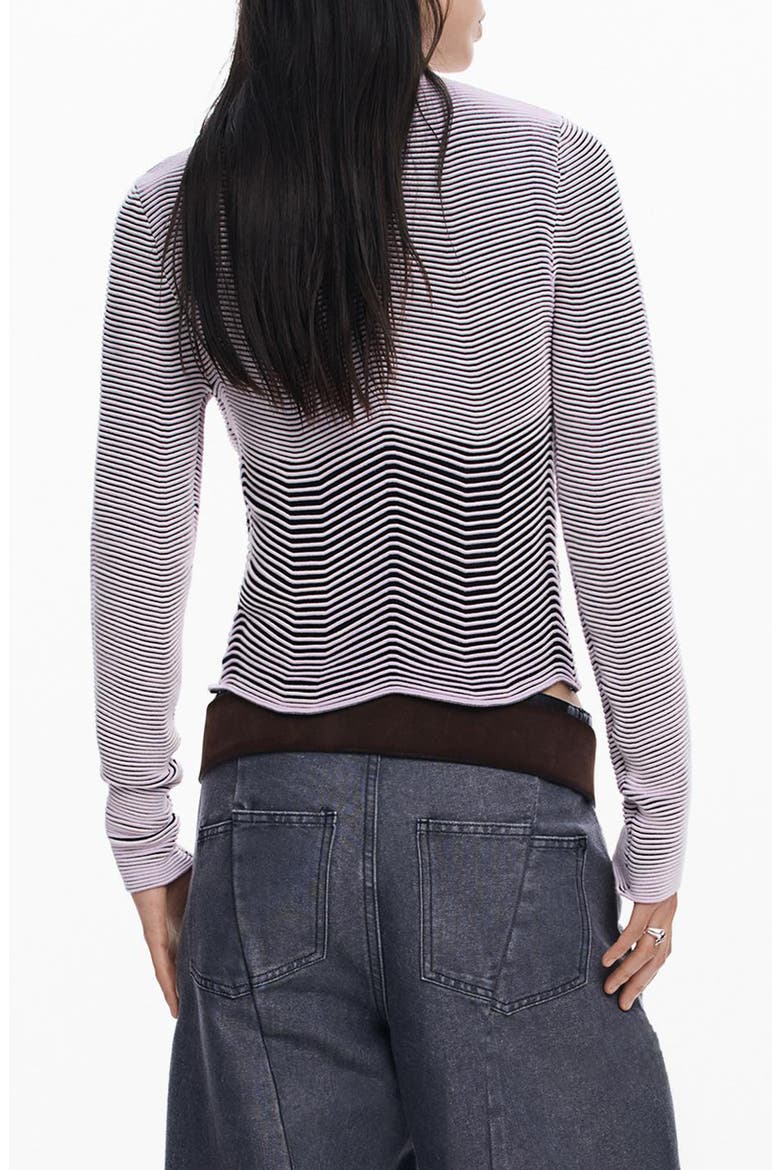 Stripe Mock Neck Sweatshirt, Alternate, color, PINK