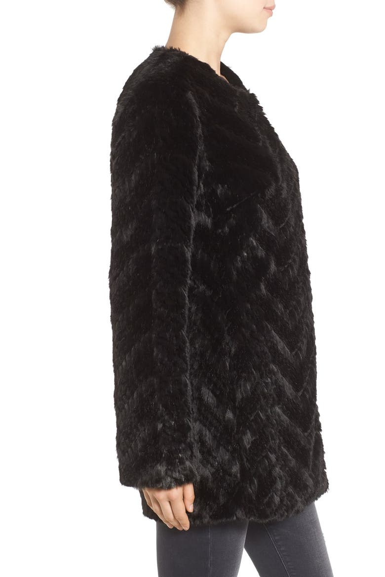 Tiered Faux Fur Topper, Alternate, color, BLACK